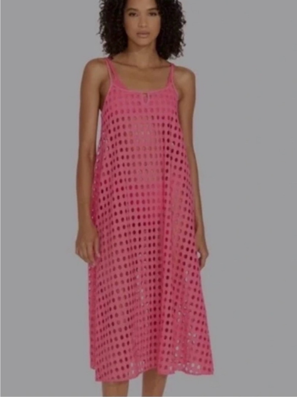 SOLID & STRIPED Hot Pink Annika Eyelet Cover-Up, XS